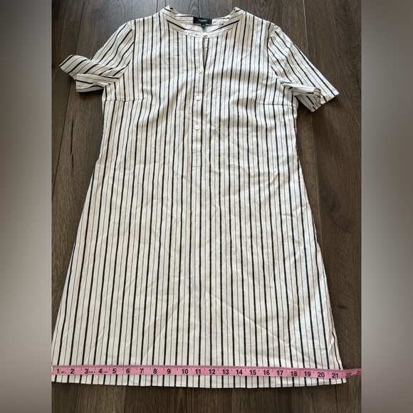 THEORY Women’s Trapeze Dress Linen Cotton Blend Striped Size Medium - Picture 5 of 11